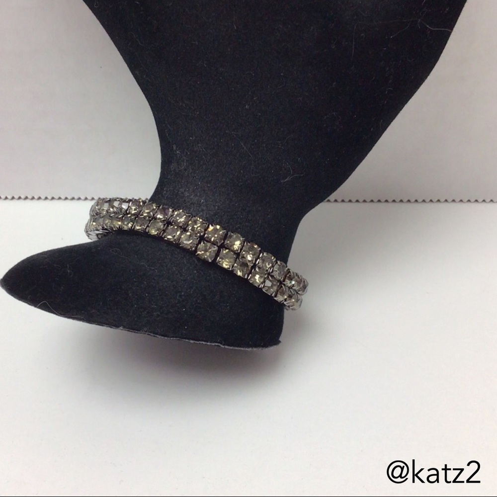 Black Rhinestone 2-row Expansion Bracelet